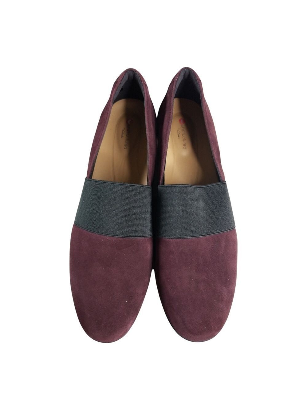 Clarks Burgundy Suede Flats